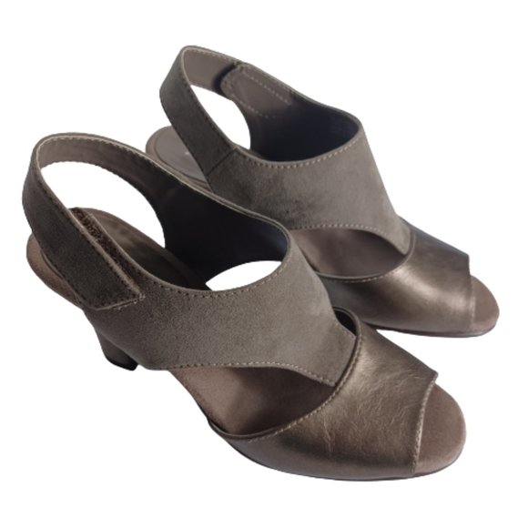 Women's Aerosols Chunky Strappy Comfort Peep Toe Sling Back Heel Shoes Size 8 - Picture 1 of 8
